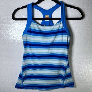 Lucy Sz S Blue Striped Racerback Athletic Tank Top